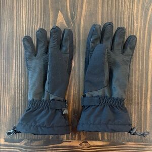 Kids Lands End Medium Black Winter Gloves Waterproof Snow